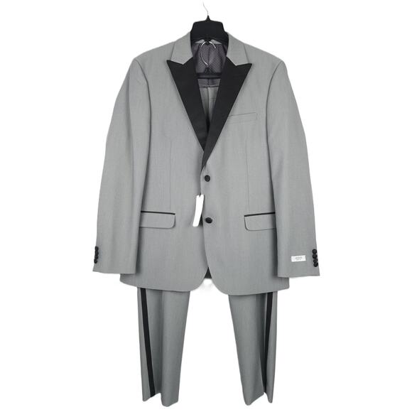 Alfani Men's Slim-Fit Stretch 2-Piece Tuxedo Grey Black 46L 34x34 NWT - Picture 1 of 9